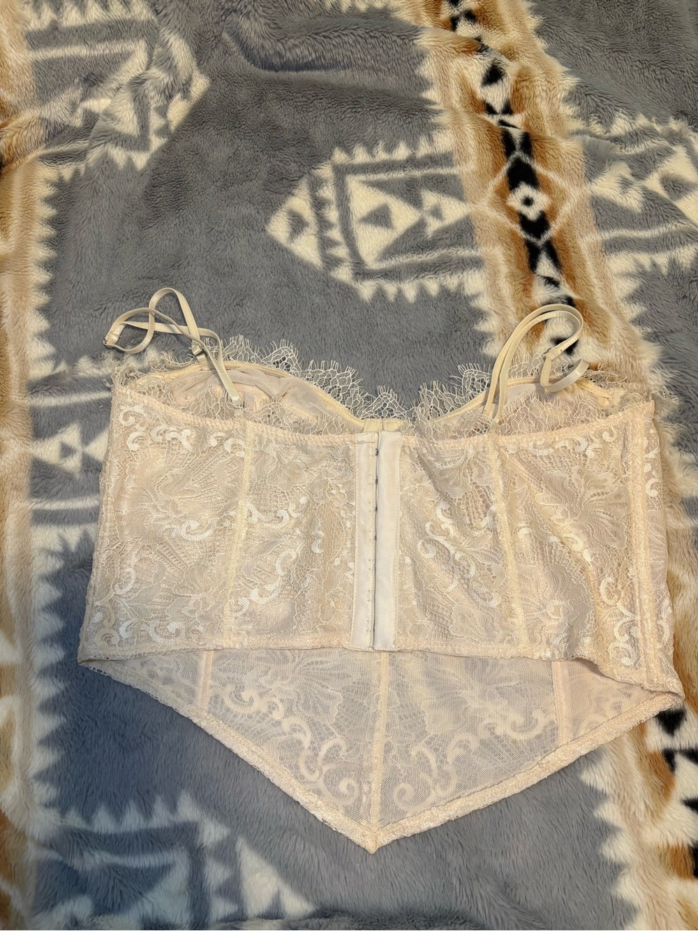 Free People Cream Lace Bustier Crop Top - Picture 2 of 3